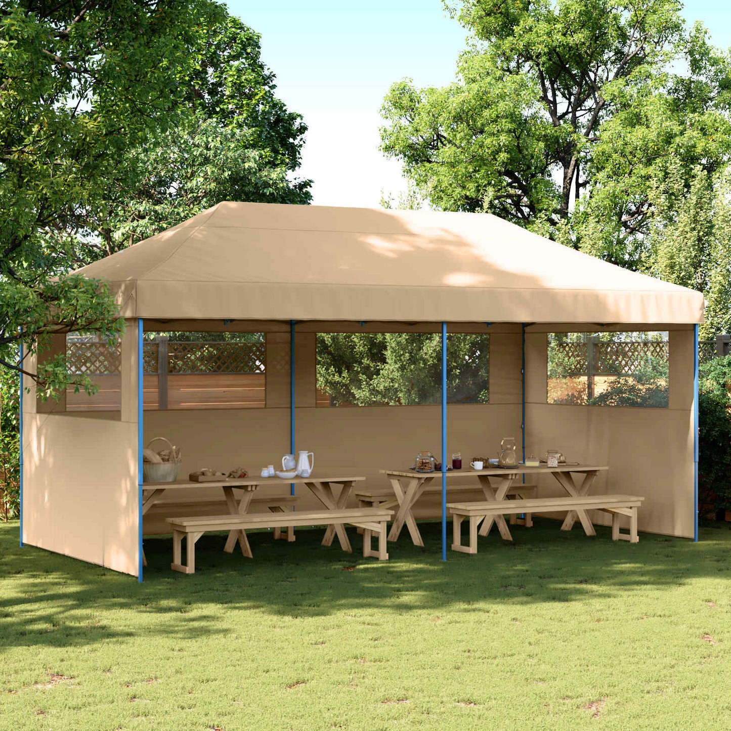 Partytelt Beige 292 x 580 x 315 cm Oxford Stoff vidaXL
