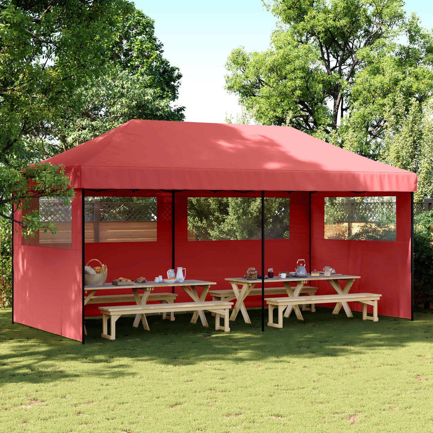 Partytelt Burgunder 292 x 580 x 315 cm Oxford Stoff vidaXL