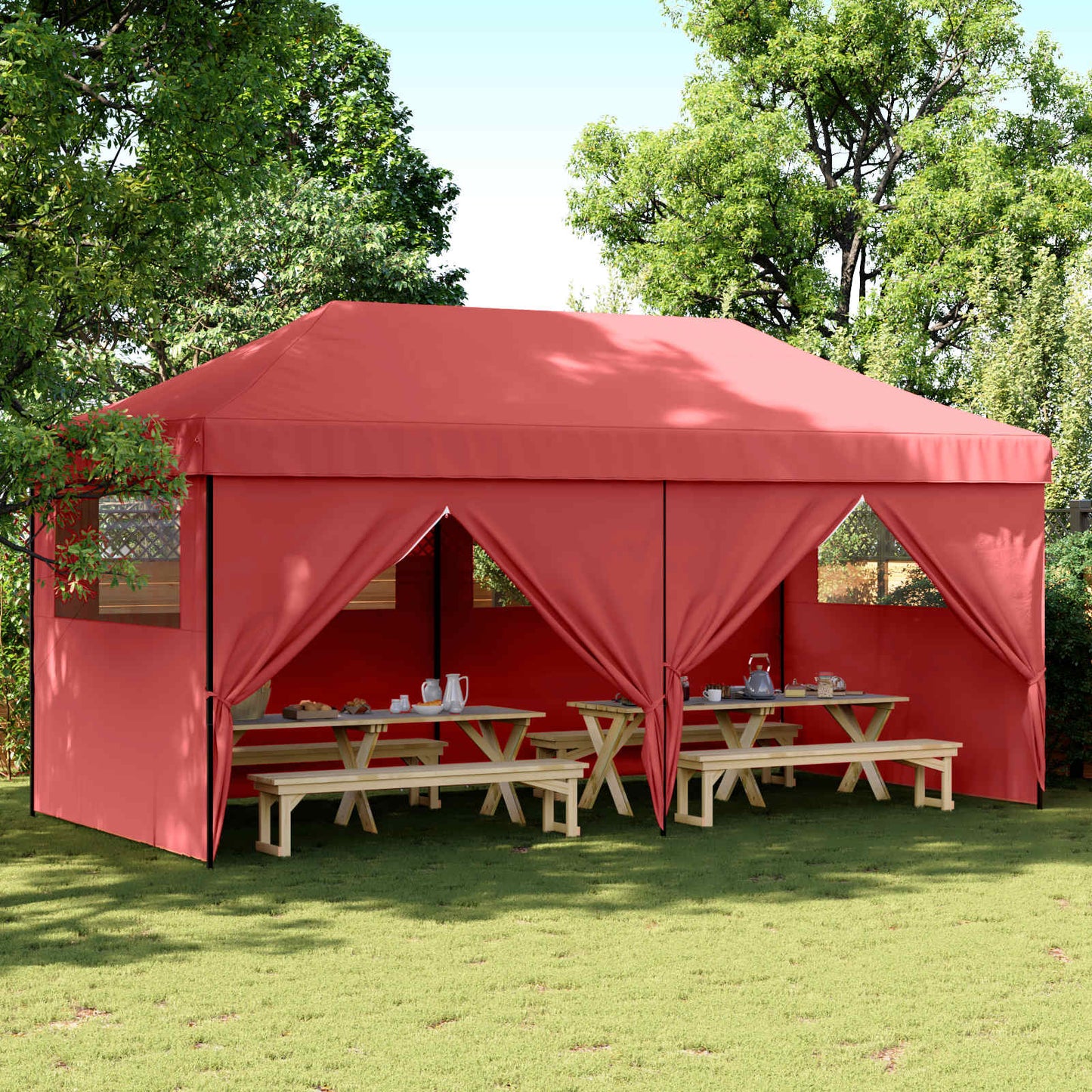 Partytelt Burgunder 292 x 580 x 315 cm Oxford Stoff vidaXL