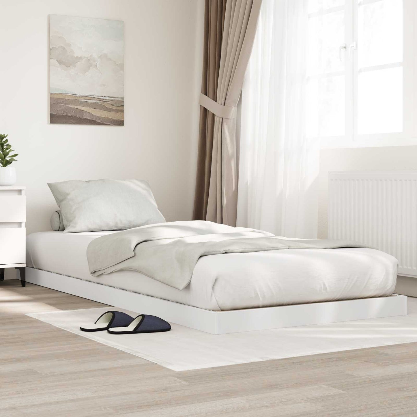 Gulvbedramme Hvit 80 x 200 cm Konstruert tre