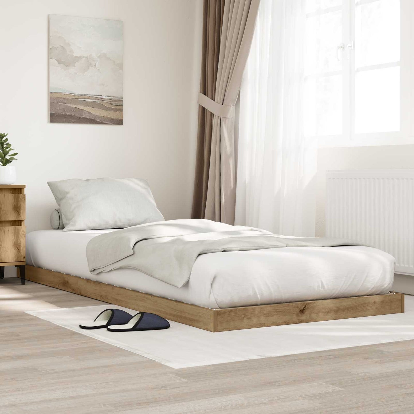 Gulvbedramme Artisan Eik 80 x 200 cm Konstruert tre