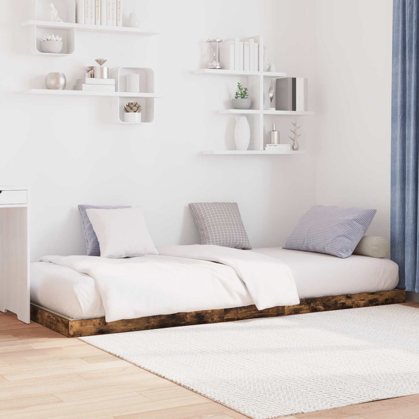 Gulvbedramme Røkt eik 90 x 200 cm Konstruert tre