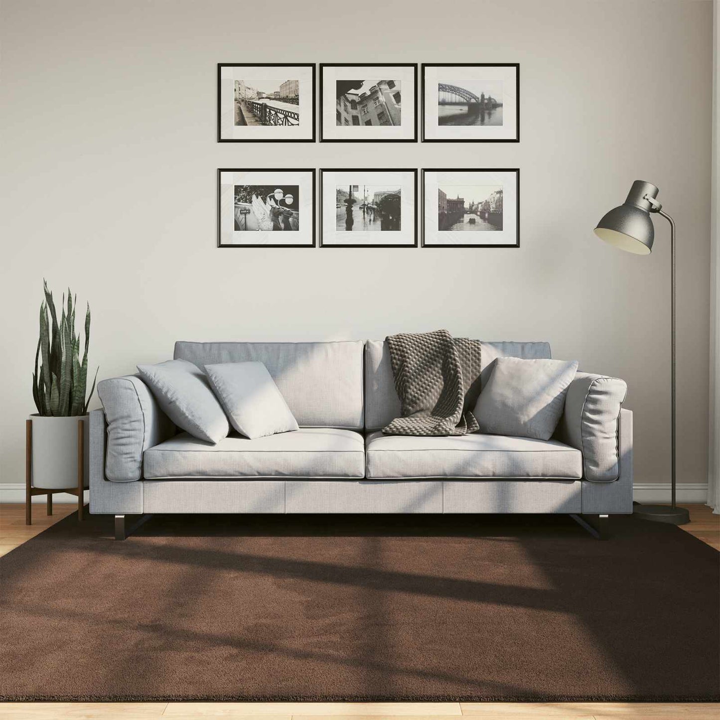Medium Pile Soft and Washable Rug HUARTE Brun 200 x 200 cm