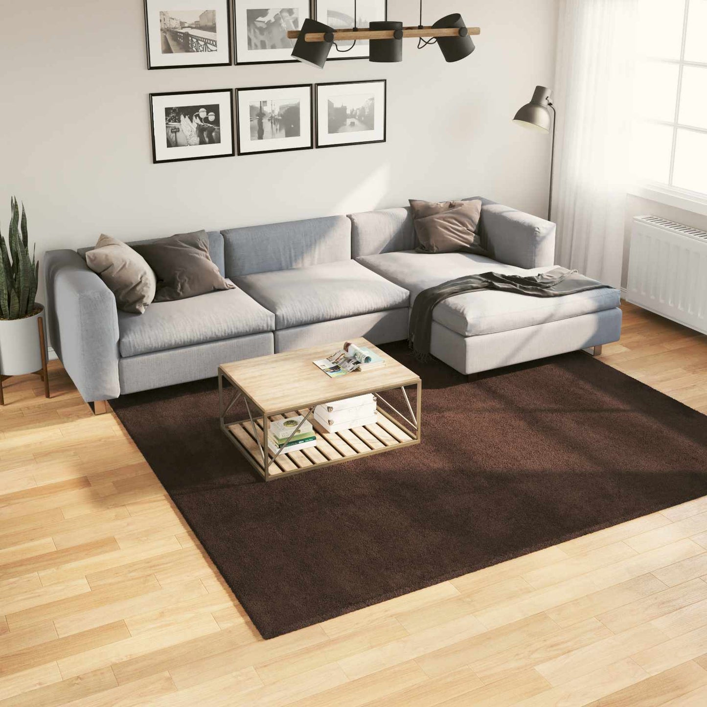 Medium Pile Soft and Washable Rug HUARTE Brun 240 x 240 cm