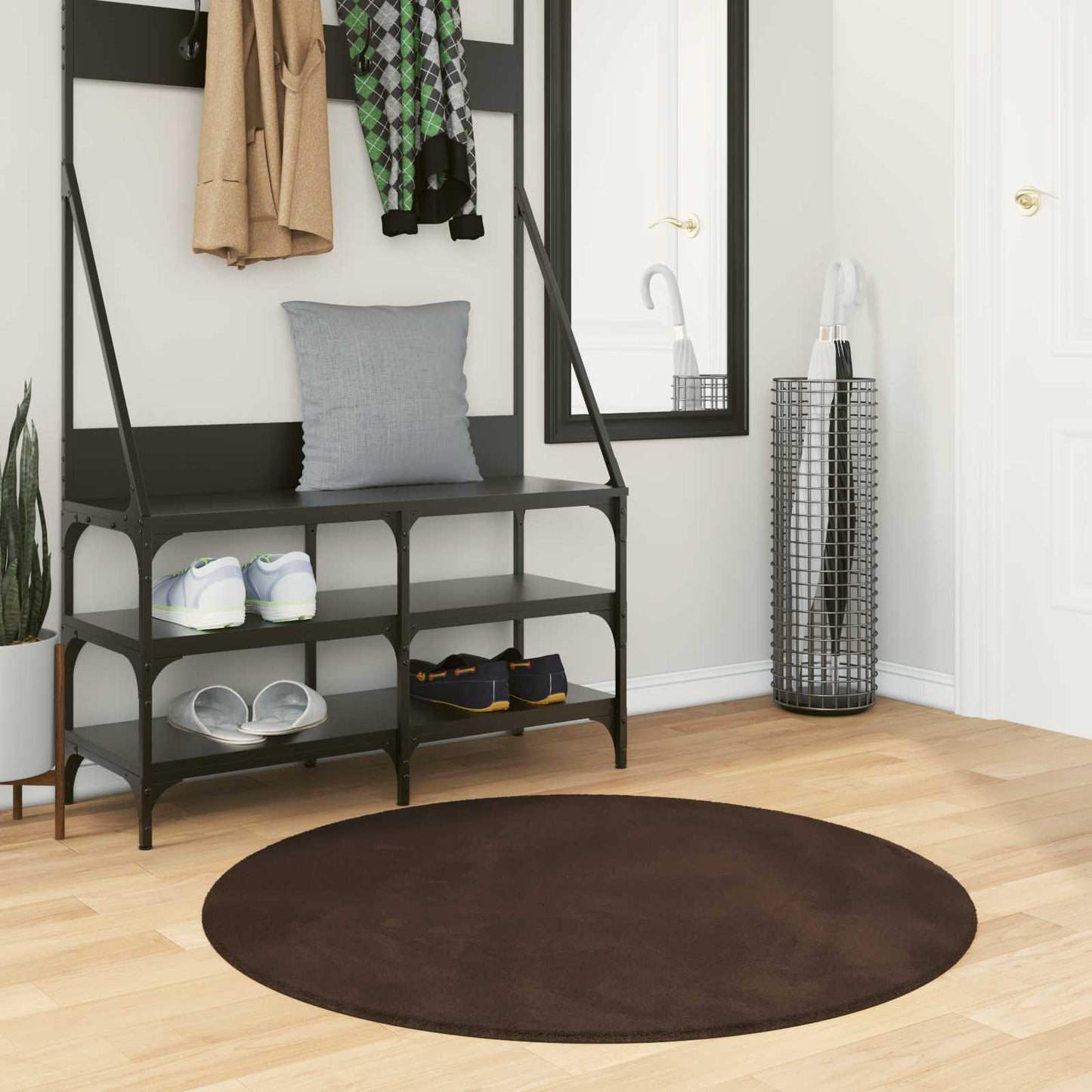 Medium Pile Soft and Washable Rug HUARTE Brun Ø 100 CM