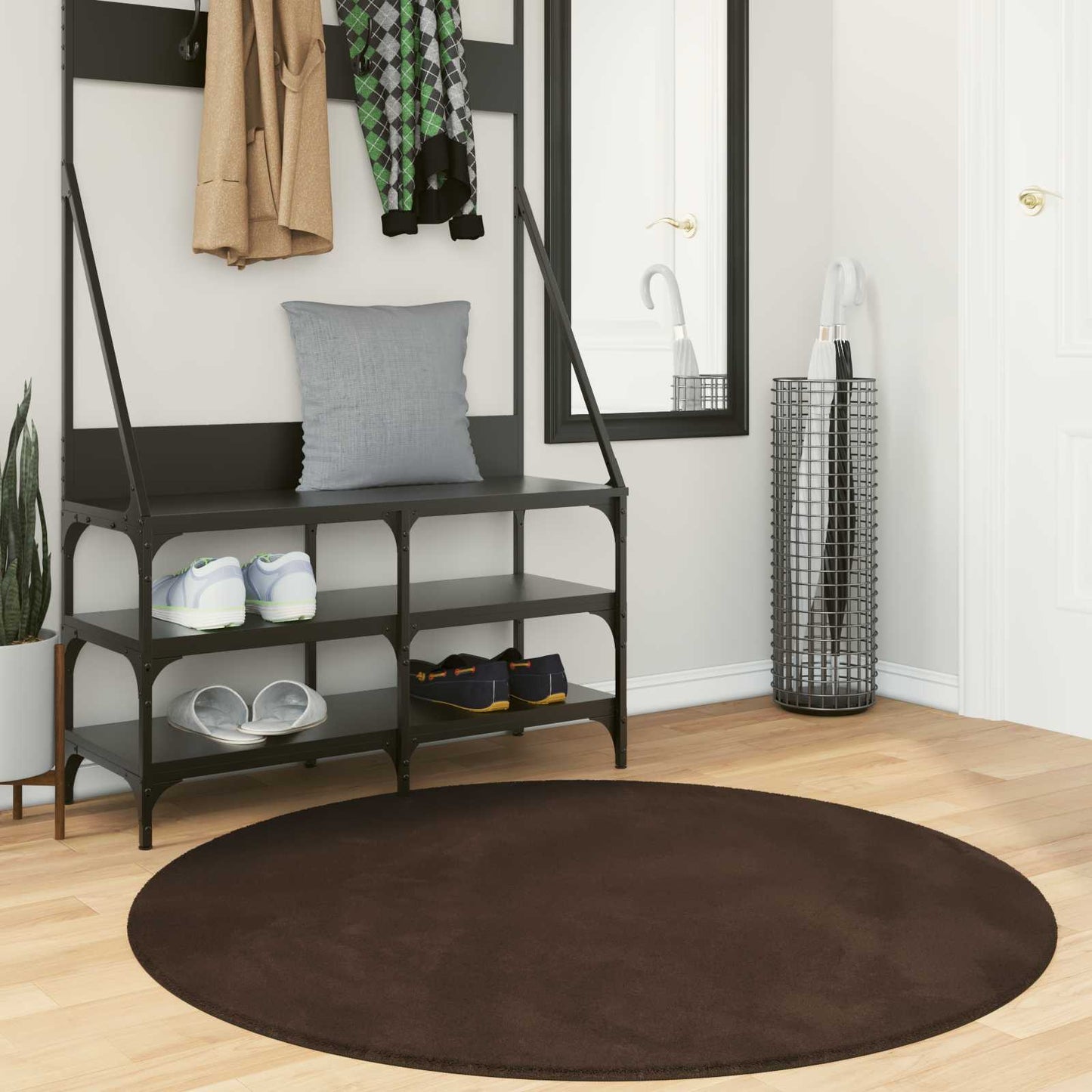 Medium Pile Soft and Washable Rug HUARTE Brun Ø 120 CM