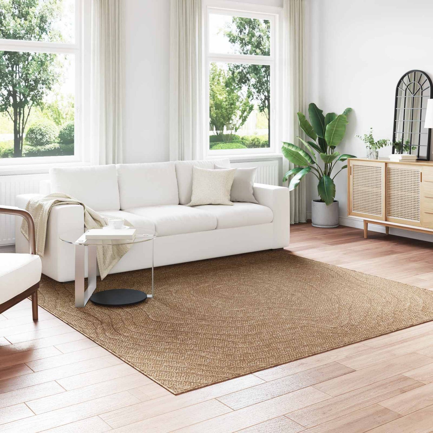 Områdetepper Moiré Torget AGIRA Naturlig 240 x 240 cm Polyester