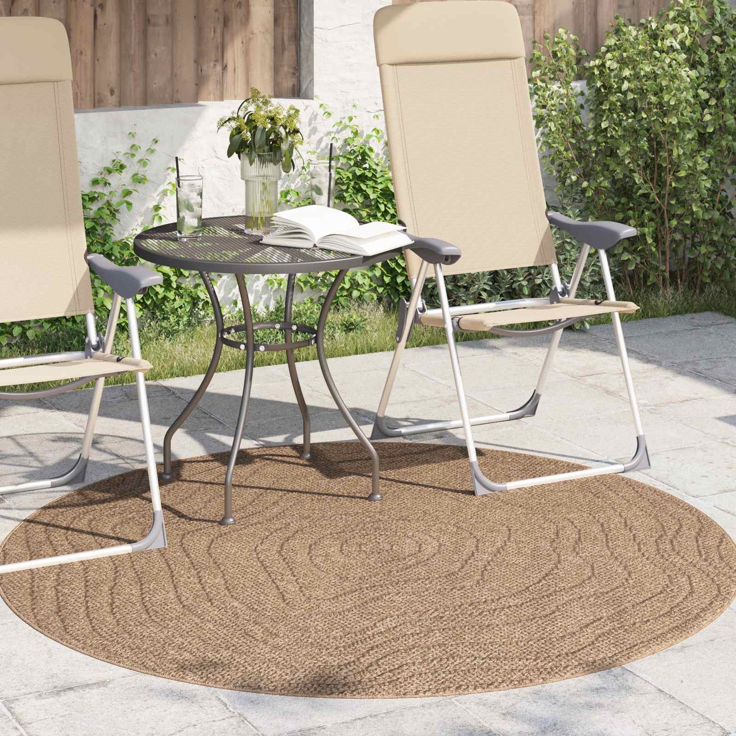 Områdetepper Rund Moiré AGIRA Naturlig Ø 200 CM Polyester