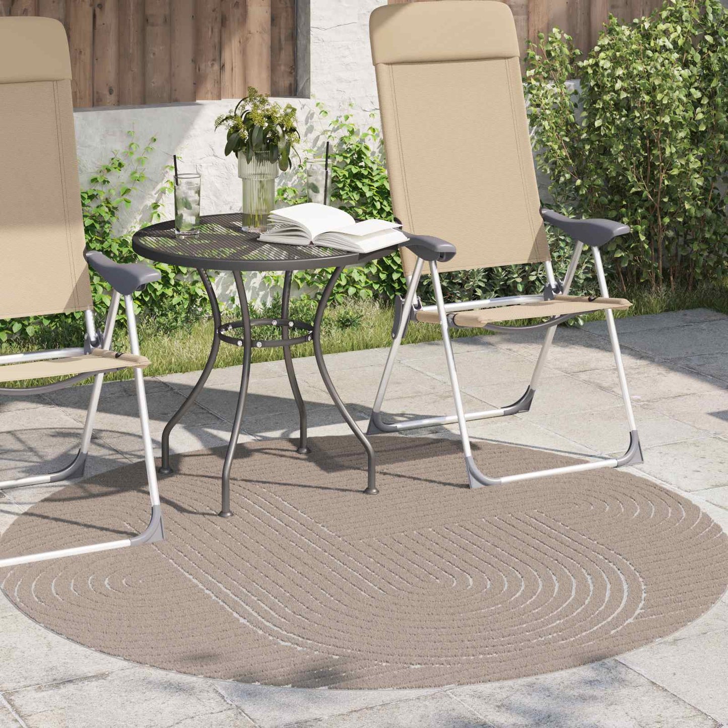 Områdetepper Rund PALMERAS Beige Ø 160 CM Polyester