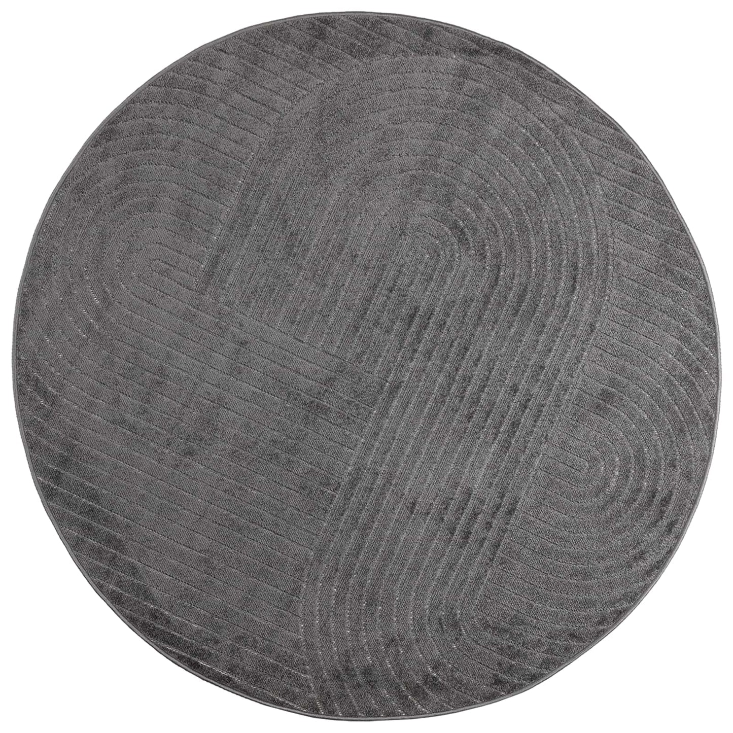Områdetepper Rund PALMERAS Antrasitt Ø 120 CM Polyester