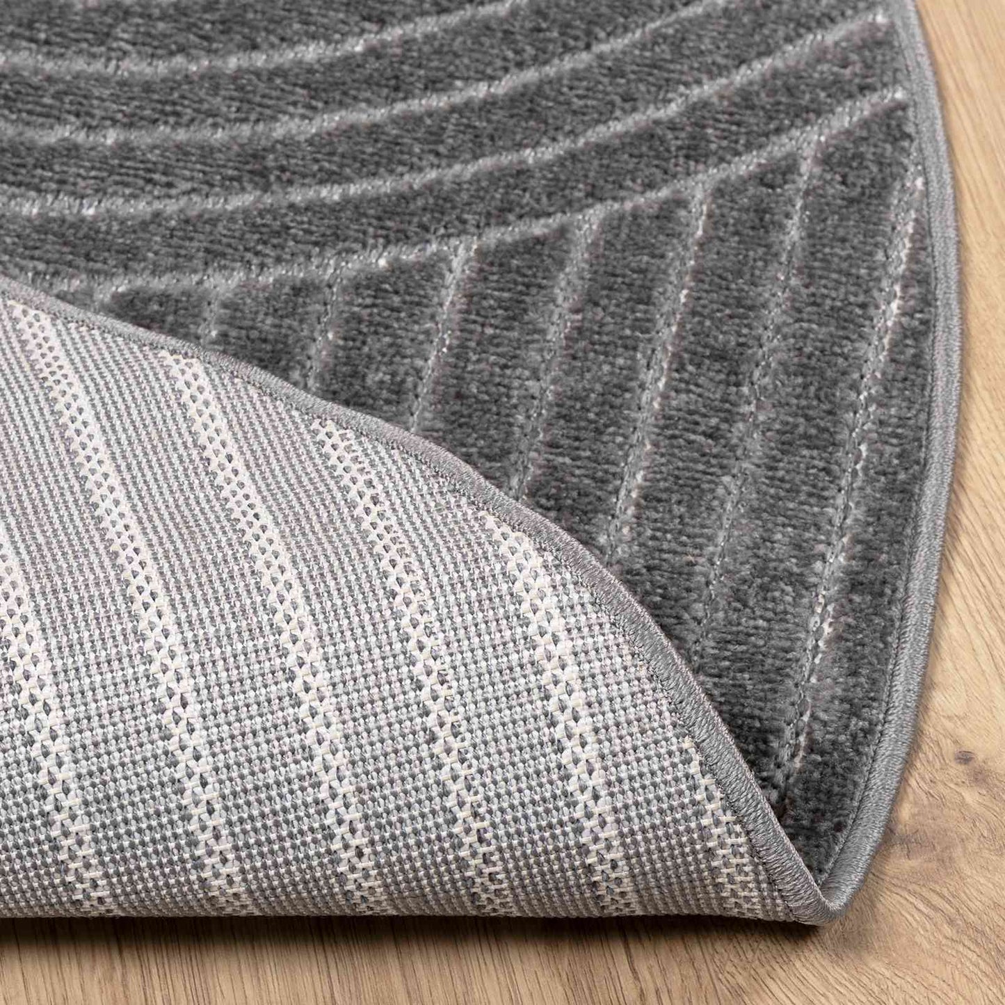 Områdetepper Rund PALMERAS Antrasitt Ø 160 CM Polyester