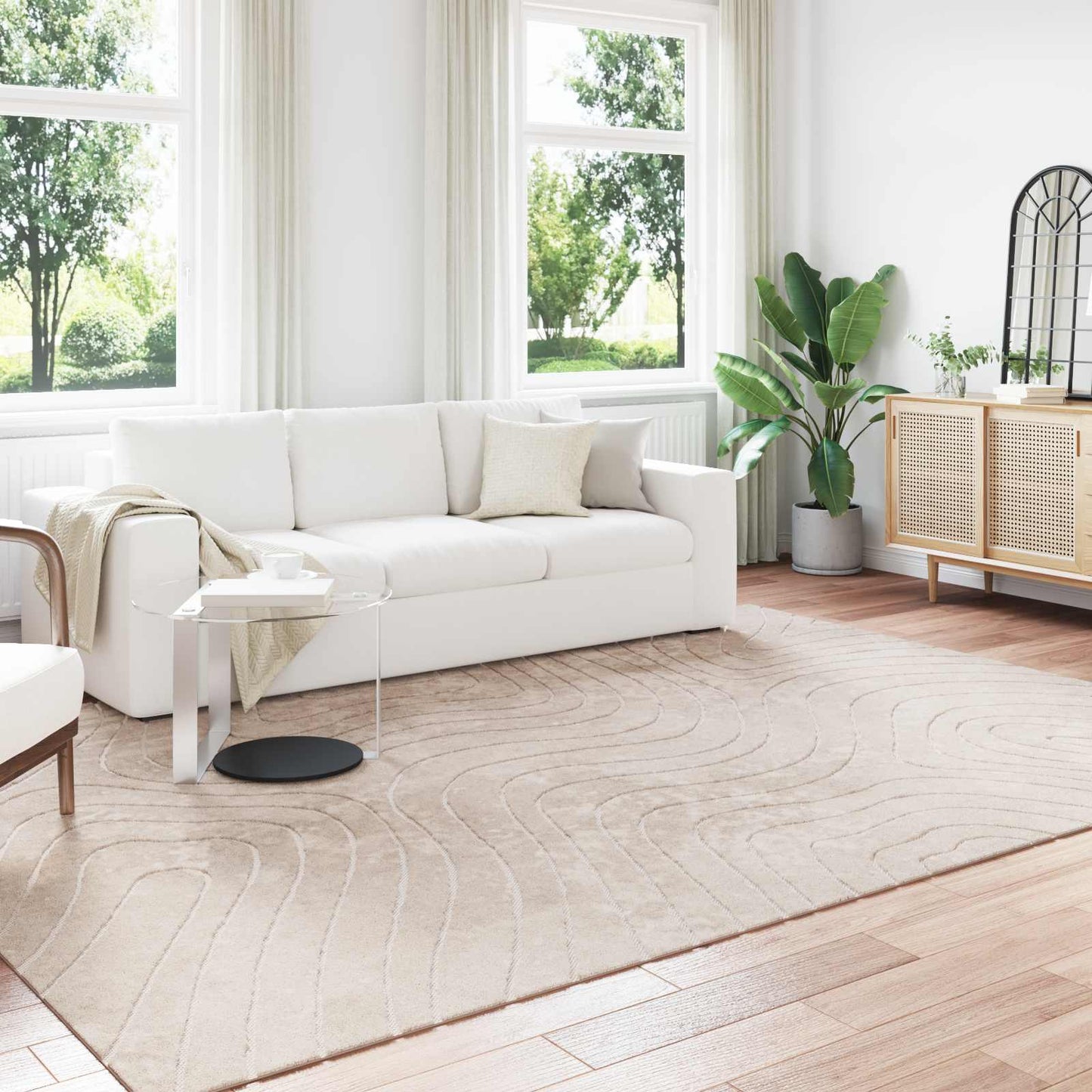 Områdetepper Rektangulær HUARTE Beige 280 x 200 cm Polyester vidaXL