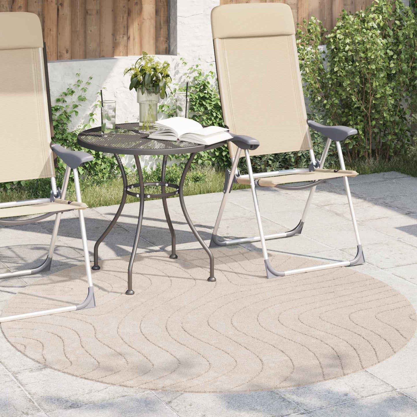 Områdetepper Rund HUARTE Beige Ø 120 CM Polyester vidaXL