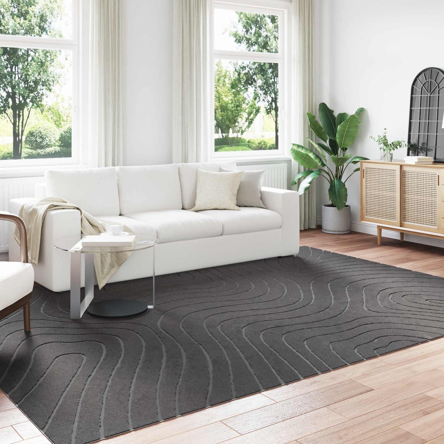 Områdetepper PALMERAS Antrasitt 280 x 200 cm Polyester