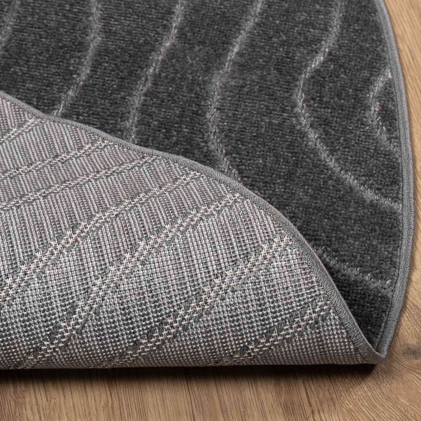 Områdetepper Rund PALMERAS Antrasitt Ø 160 CM Polyester