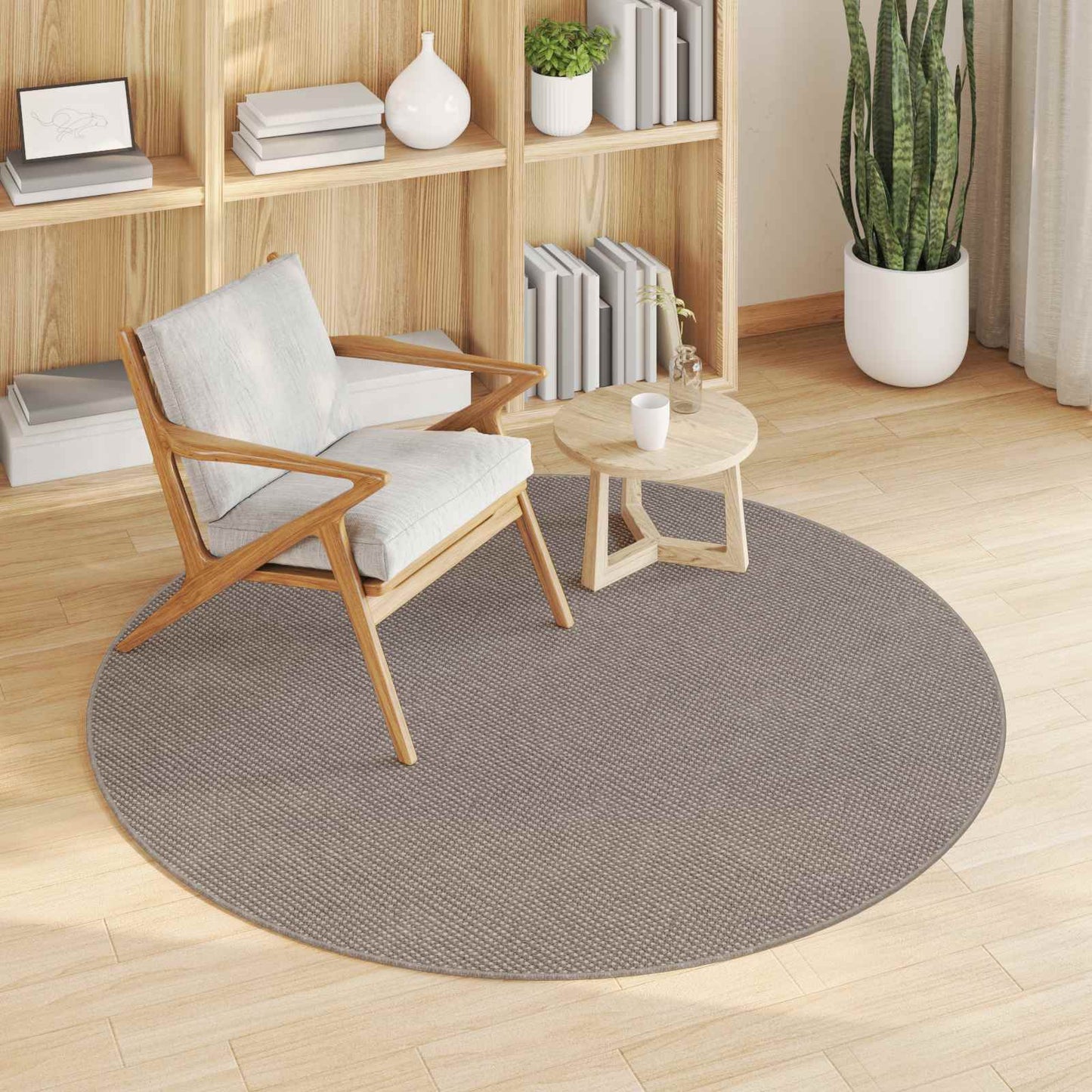 Områdetepper Rund HUARTE Gråbrun Ø 120 CM Polyester vidaXL