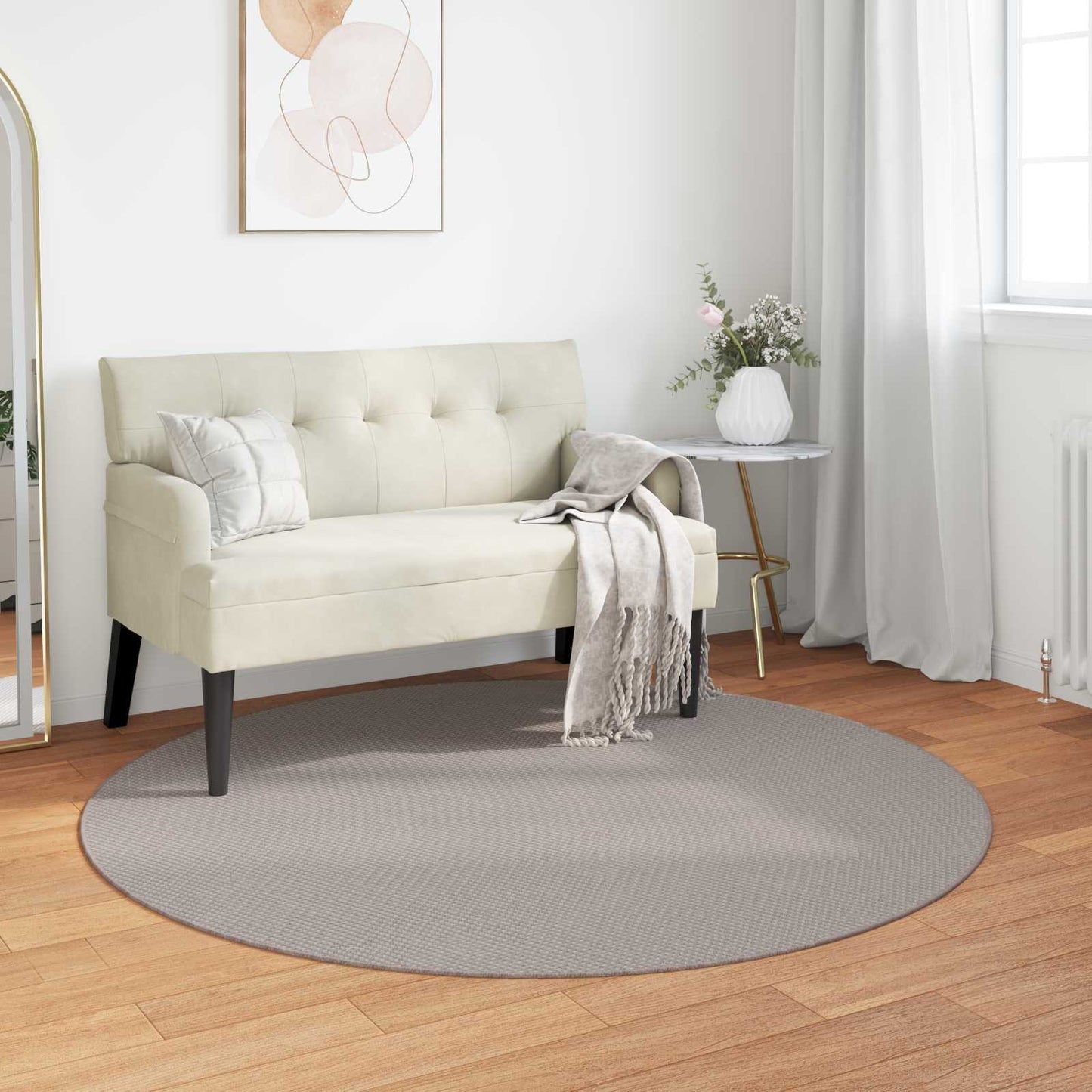 Områdetepper Rund LUGO Krem og Taupe Ø 200 CM Polyester