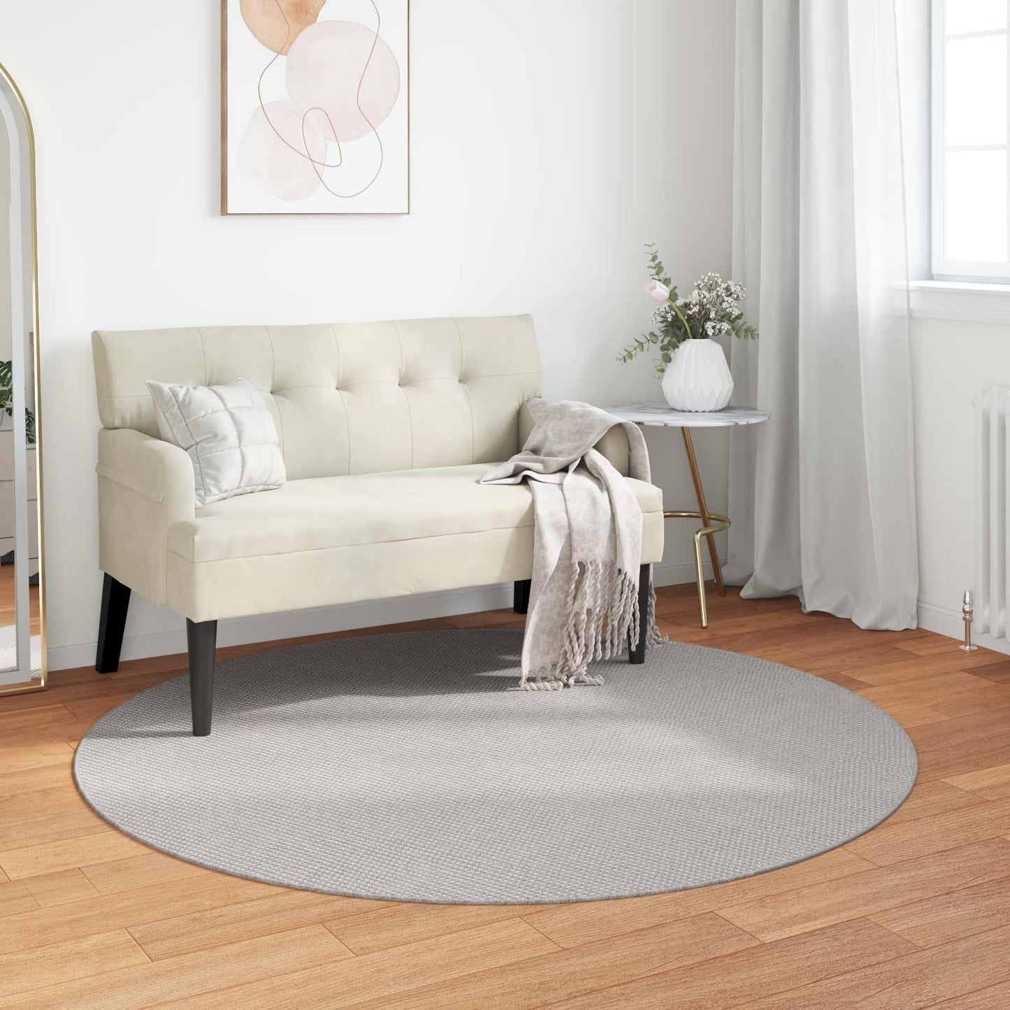 Områdetepper Rund HUARTE Krem og Grå Ø 120 CM Polyester vidaXL