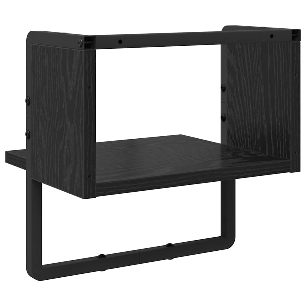 Vegghylle med hylle Svart Eik 30 x 25 x 30 cm Konstruert tre
