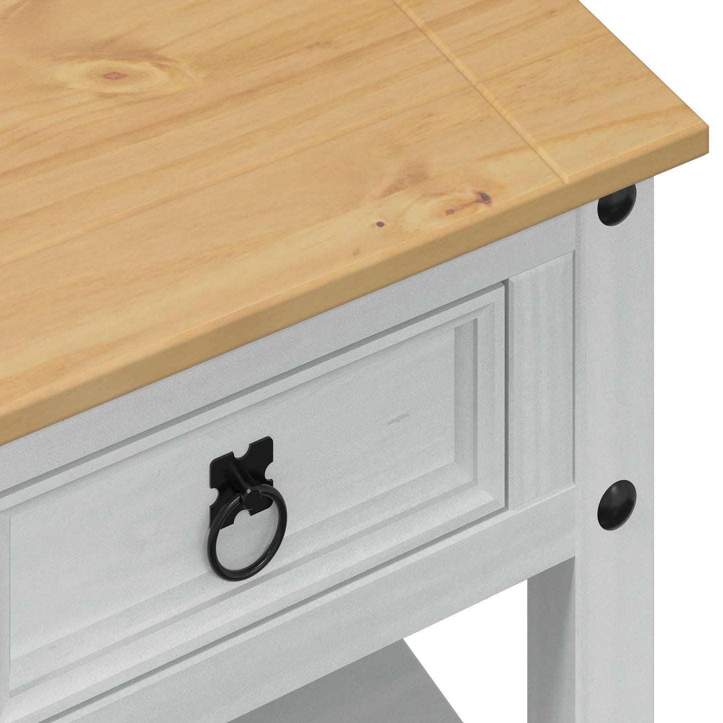 Kaffebord med skuff Hvit 85 x 50 x 45 cm Massiv furu