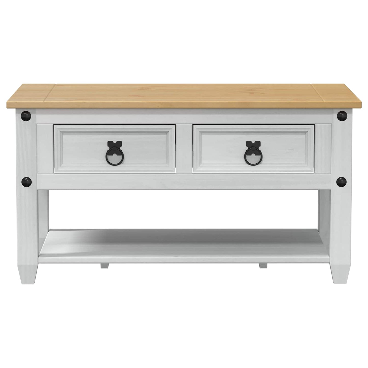Kaffebord med skuff Hvit 85 x 50 x 45 cm Massiv furu