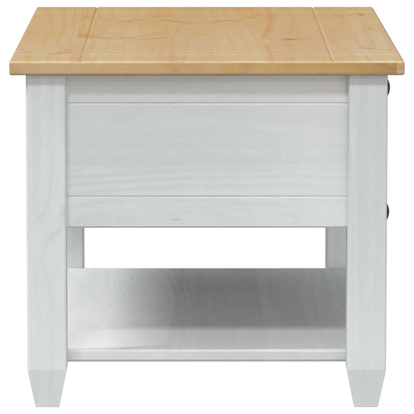 Kaffebord med skuff Hvit 85 x 50 x 45 cm Massiv furu