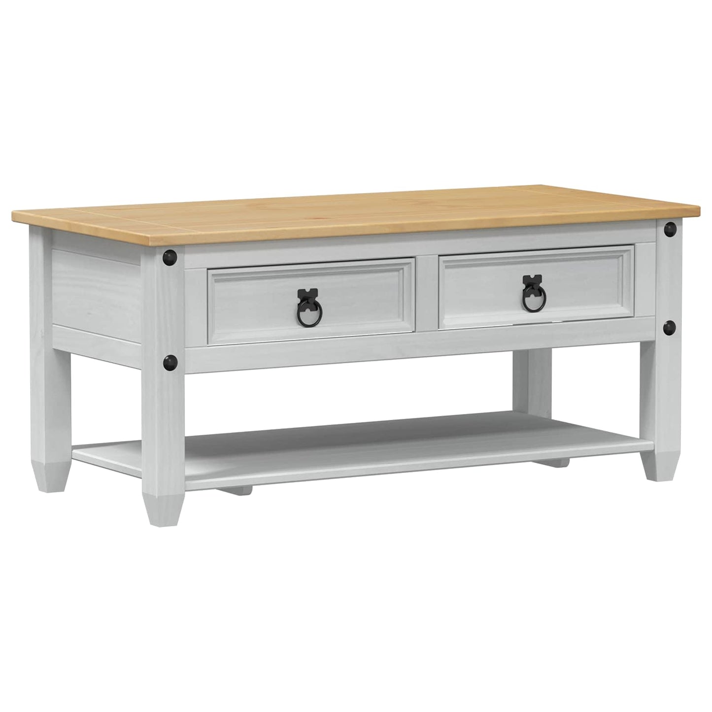 Kaffebord med skuff Hvit 100 x 48 x 45 cm Heltre furu