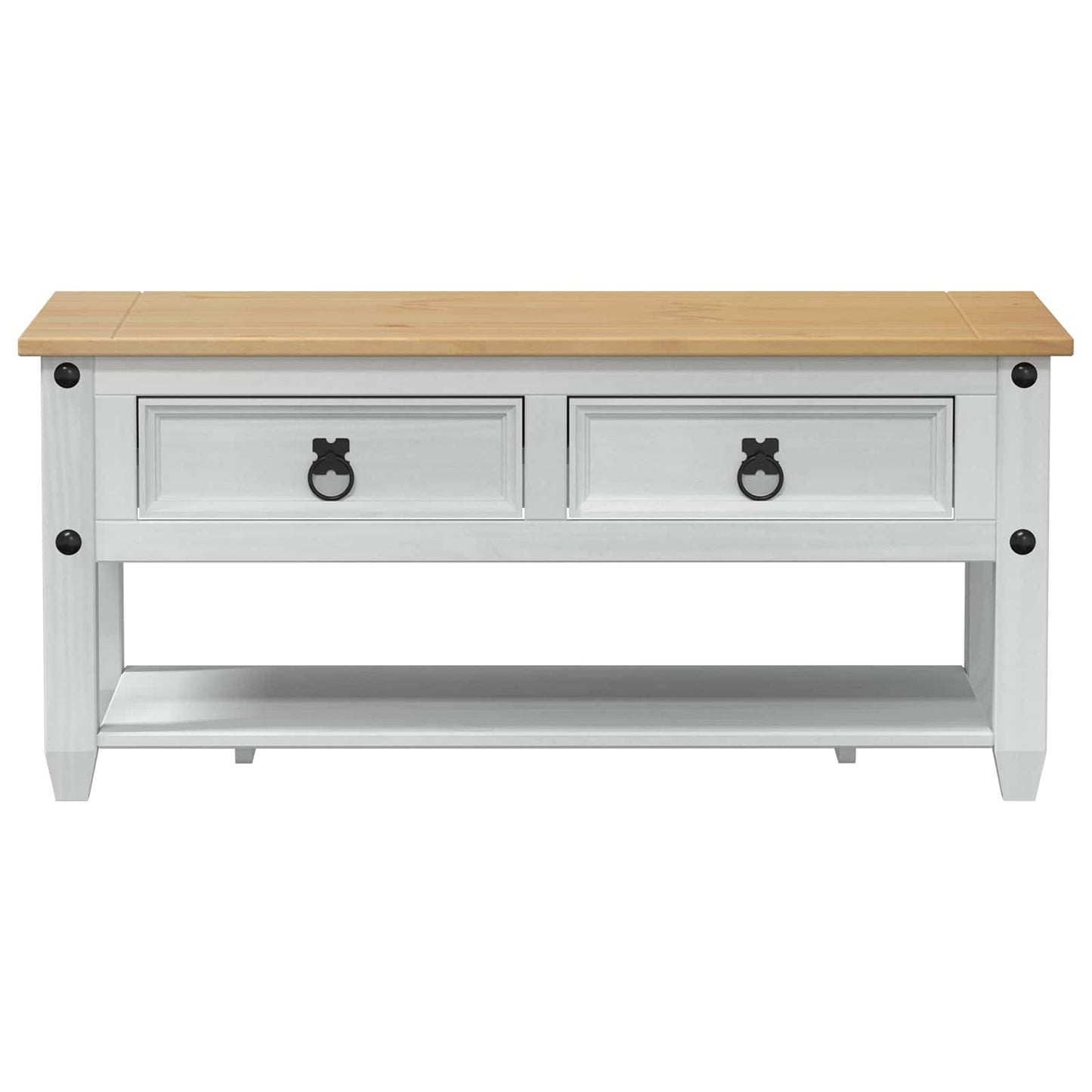Kaffebord med skuff Hvit 100 x 48 x 45 cm Heltre furu