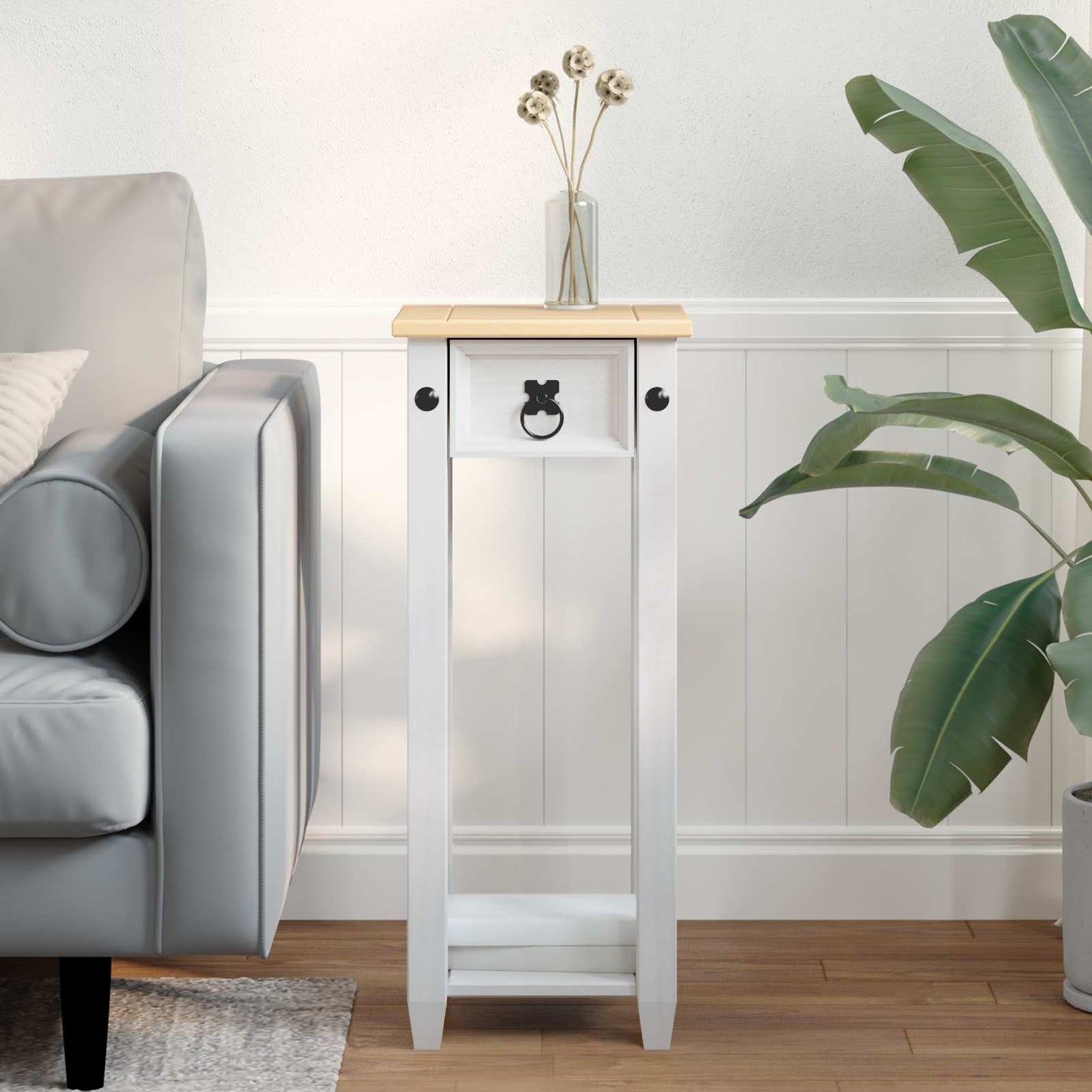 Planteholder Hvit 30 x 30 x 73 cm Massiv furu vidaXL
