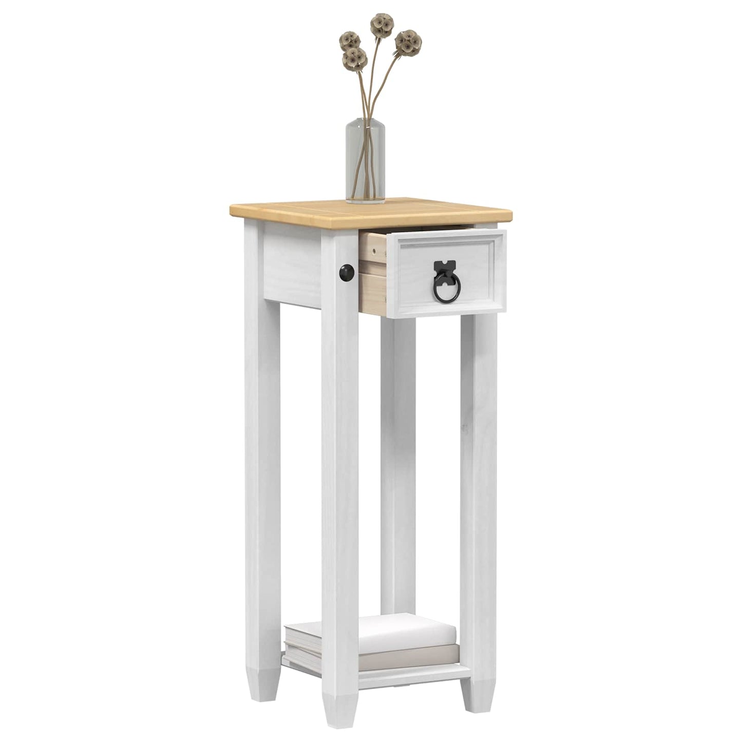 Planteholder Hvit 30 x 30 x 73 cm Massiv furu vidaXL