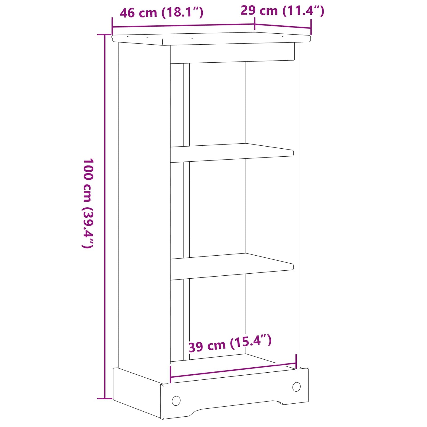 Bokhylle Hvit 46 x 29 x 100 cm Massiv furu