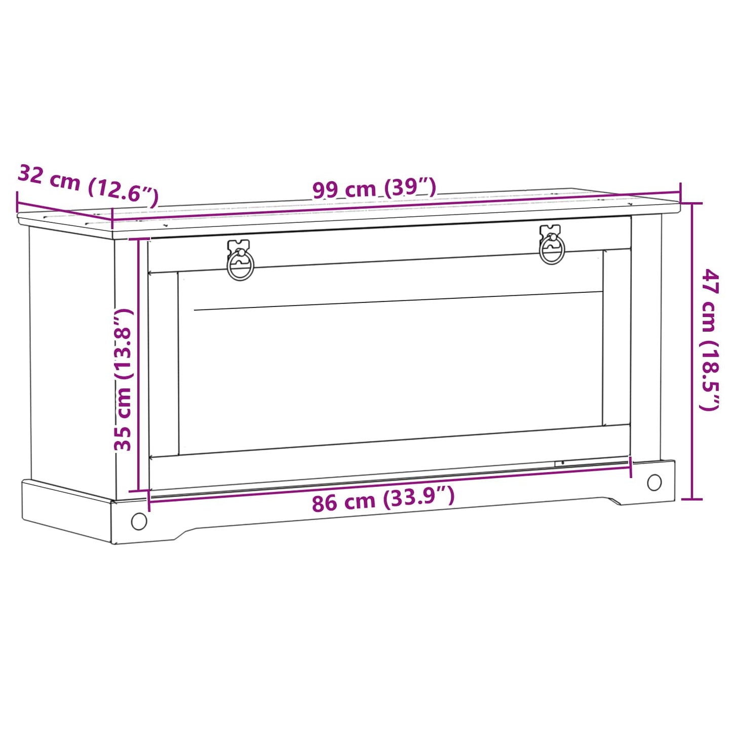 Sko Skap med hylle Corona Hvit 99 x 32 x 49 cm Massiv furu