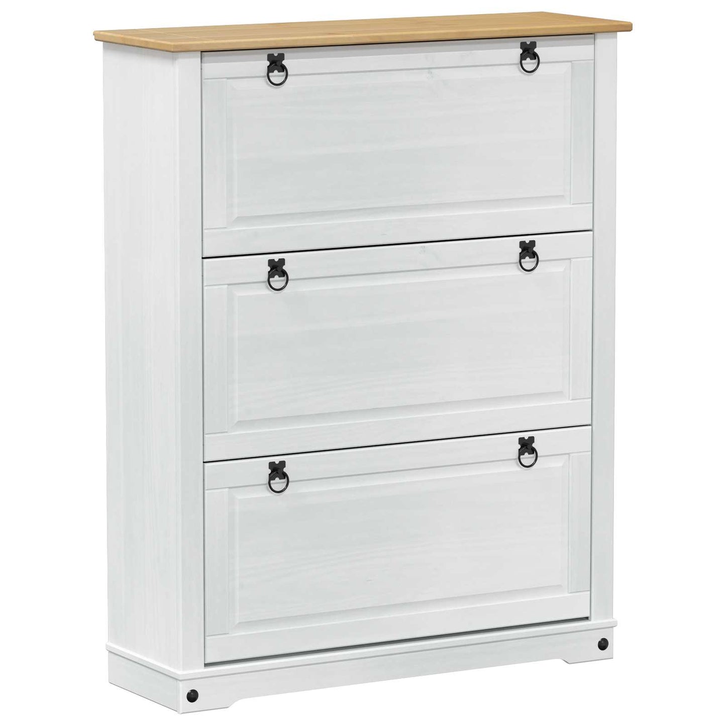 Sko Skap med skuff Corona Hvit 99 x 32 x 122 cm Massiv furu