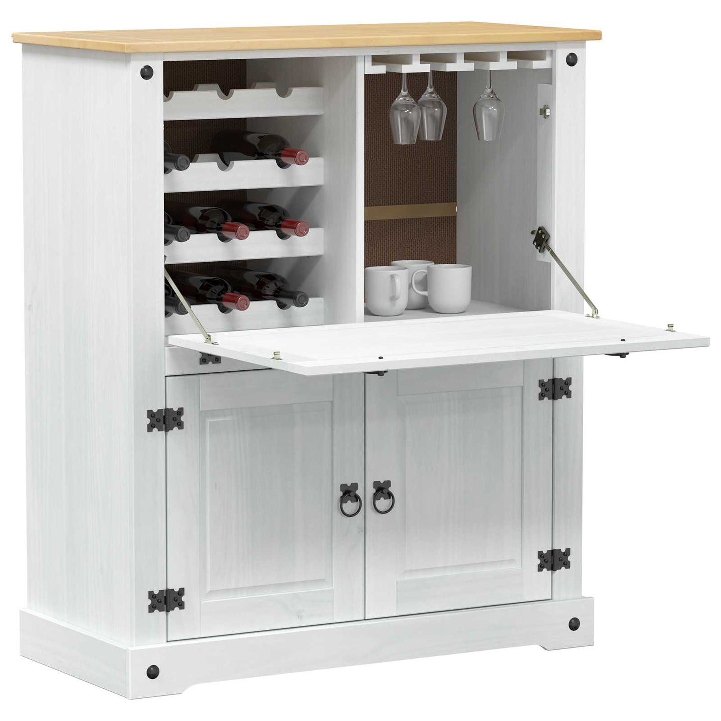 Vinskap Hvit 97 x 45 x 114 cm Massiv furu vidaXL