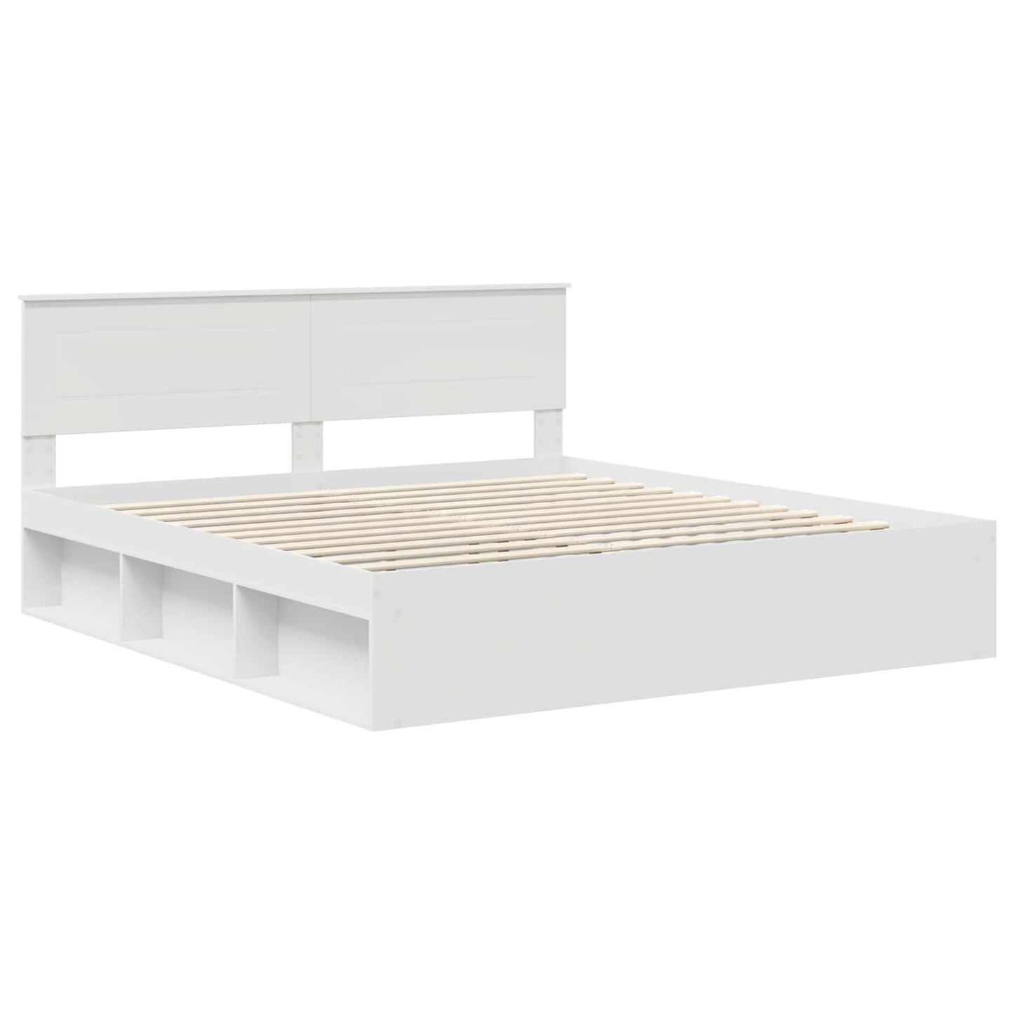 Sengestamme med hodegjerde Hvit 200 x 200 cm Konstruert tre