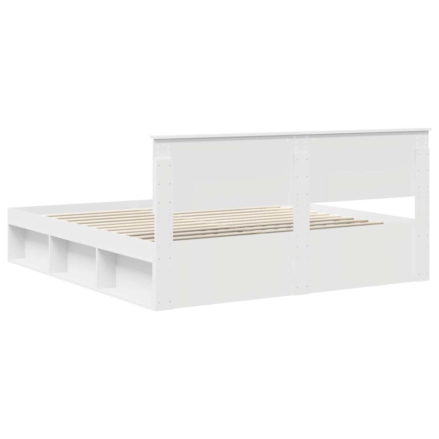 Sengestamme med hodegjerde Hvit 200 x 200 cm Konstruert tre