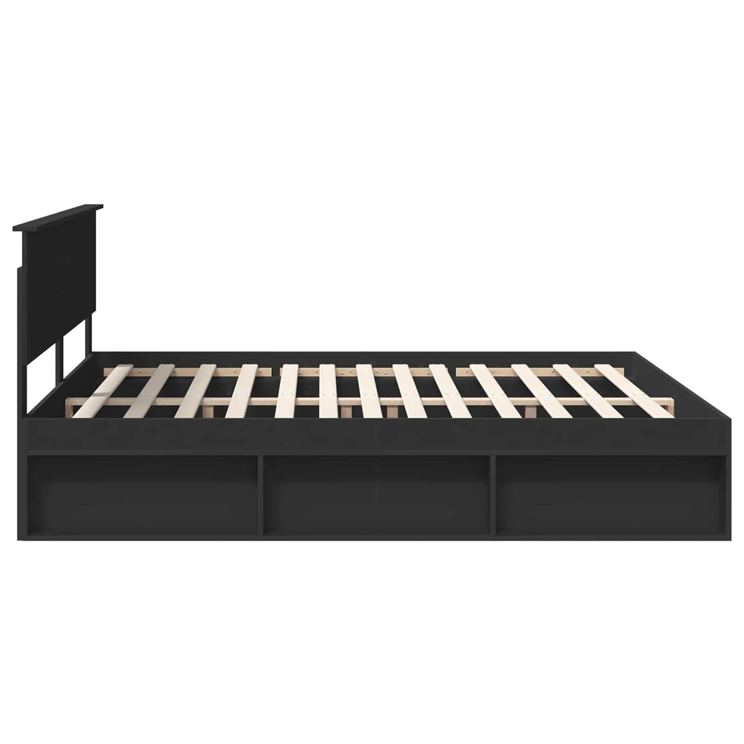 Sengestamme med hodegjerde Svart 200 x 200 cm Konstruert tre