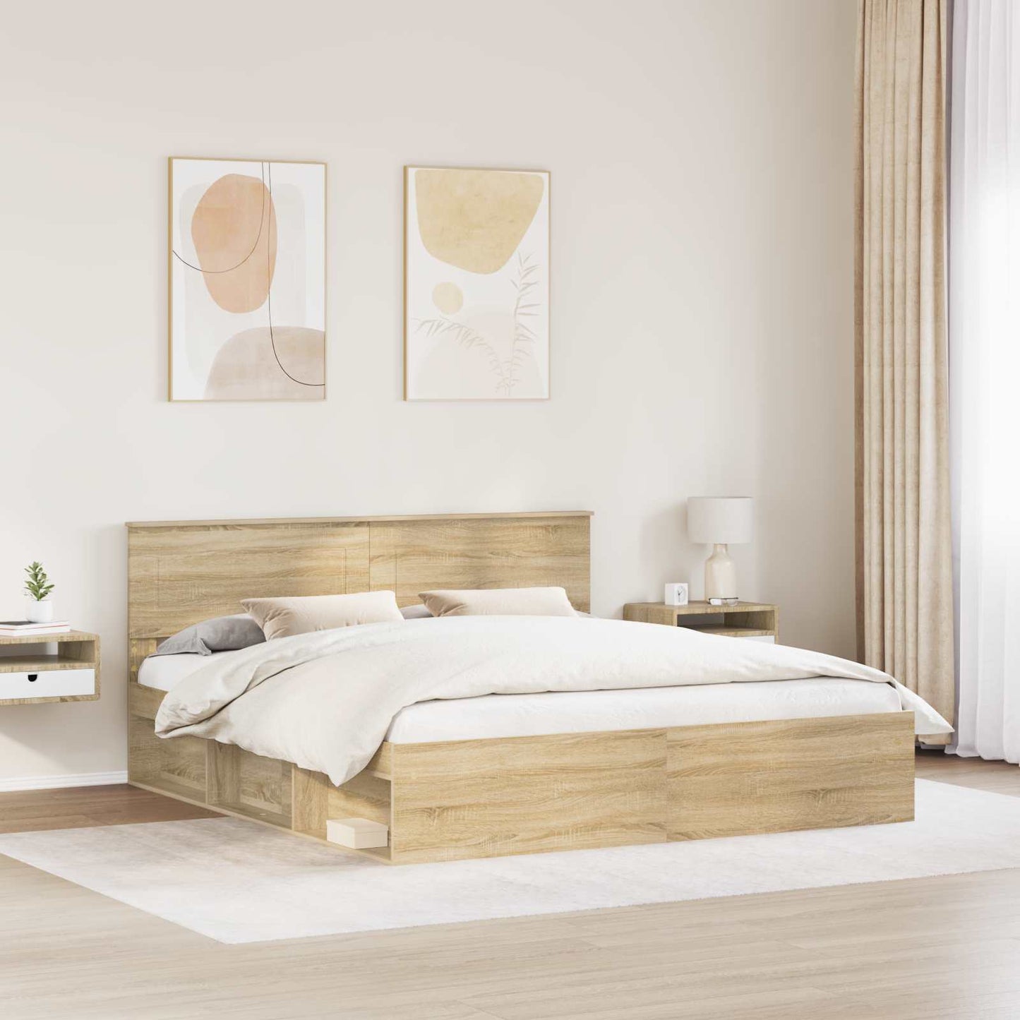 Sengestamme med hodegjerde Sonoma 200 x 200 cm Konstruert tre