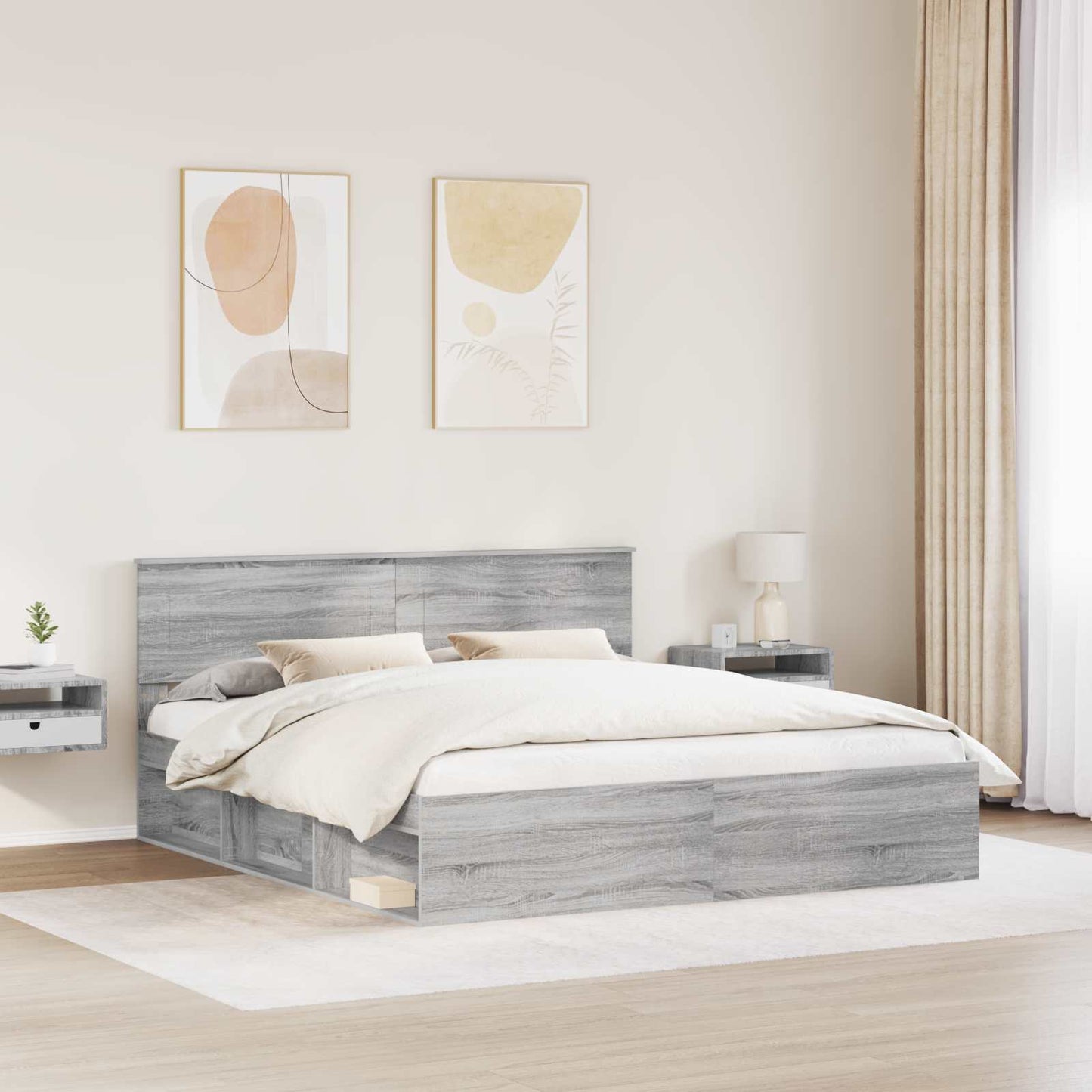 Sengestamme Grå Sonoma 200 x 200 cm Konstruert tre