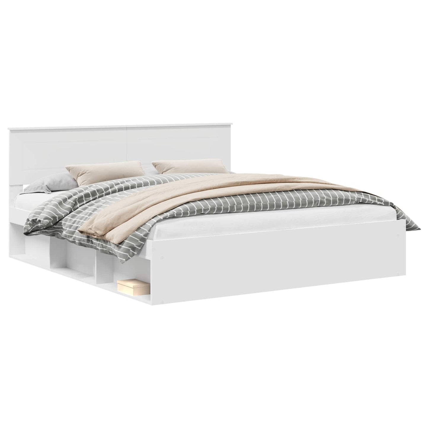 Sengestamme med hodegjerde Hvit 180 x 200 cm Konstruert tre