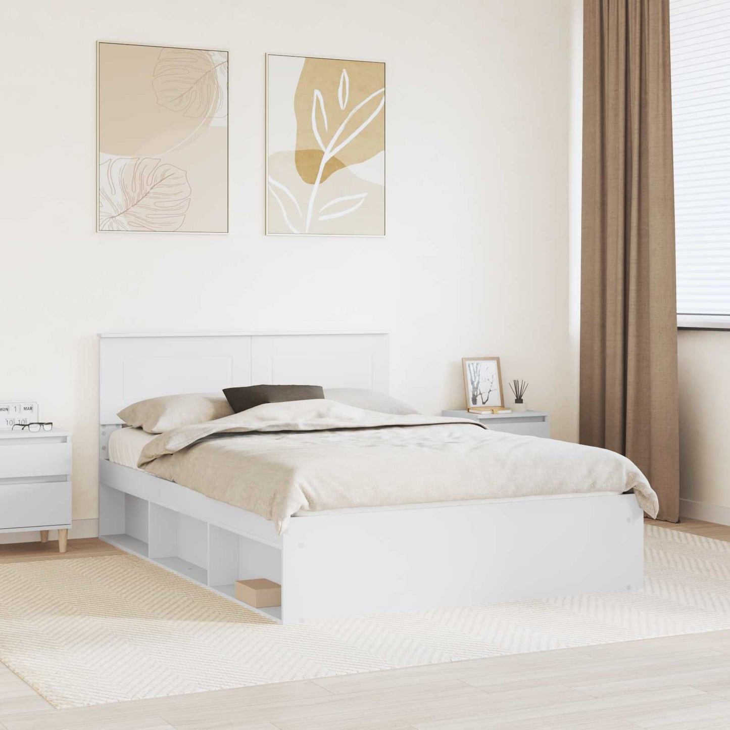 Sengestamme med hodegjerde Hvit 160 x 200 cm Konstruert tre