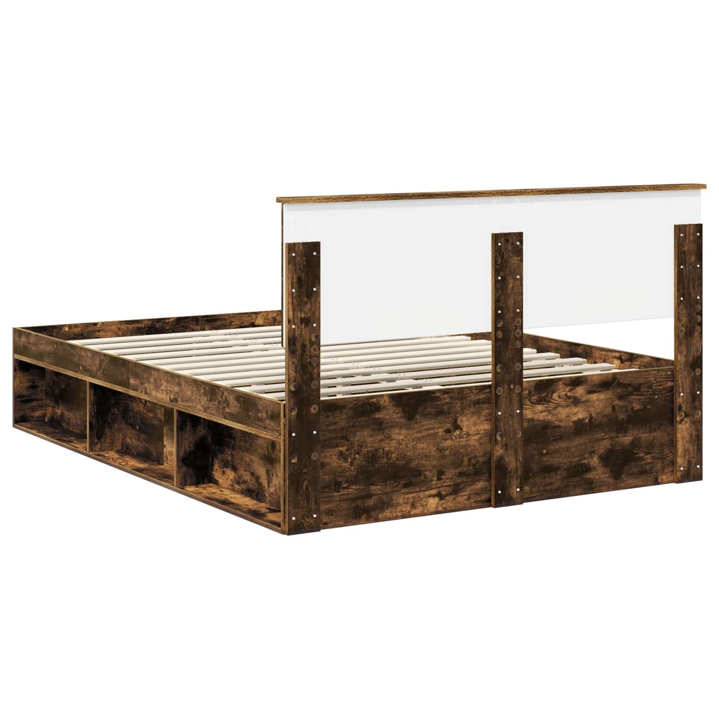 Sengestamme med hodegjerde Røkt eik 150 x 200 cm Konstruert tre