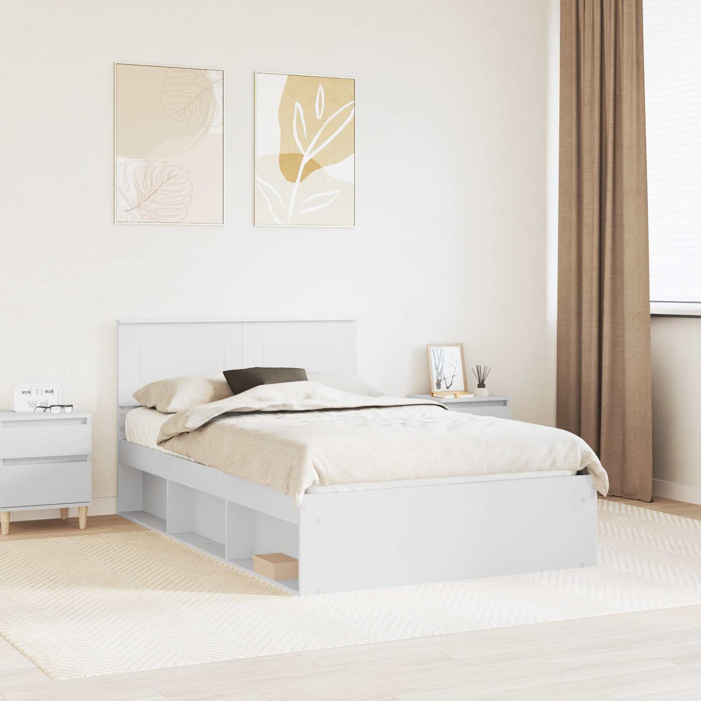 Sengestamme med hodegjerde Hvit 120 x 190 cm Konstruert tre