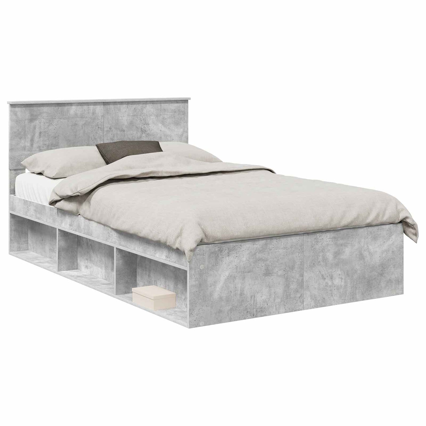 Sengestamme med hodegjerde Betong 120 x 190 cm Konstruert tre