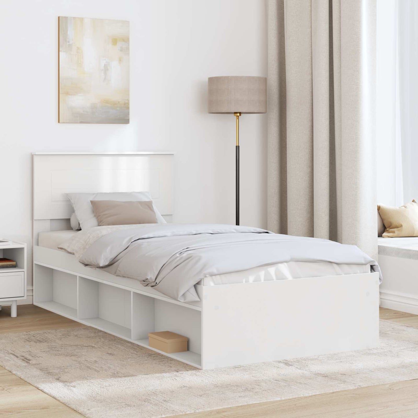 Sengestamme med hodegjerde Hvit 75 x 190 cm Konstruert tre