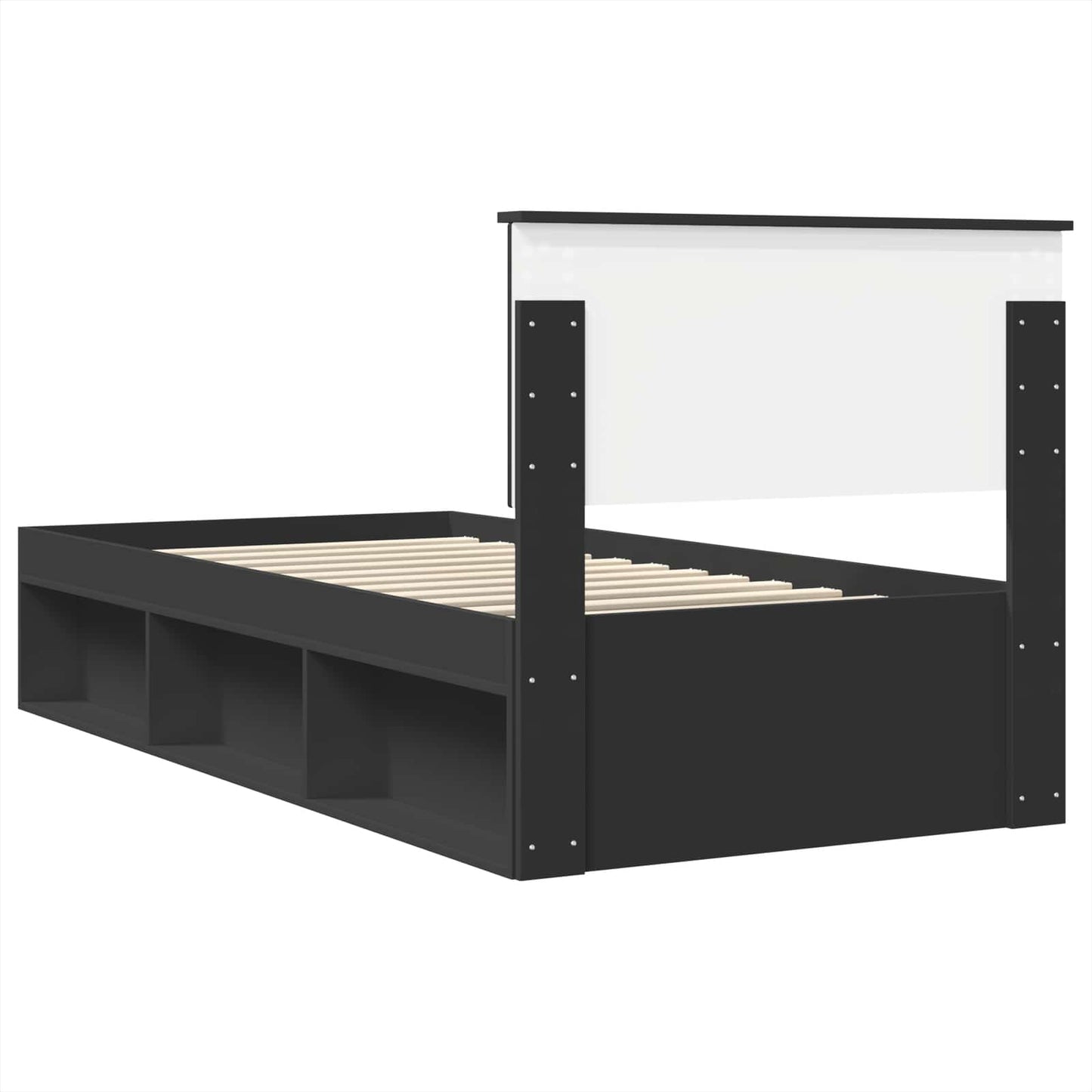 Sengestamme med hodegjerde Svart 75 x 190 cm Konstruert tre