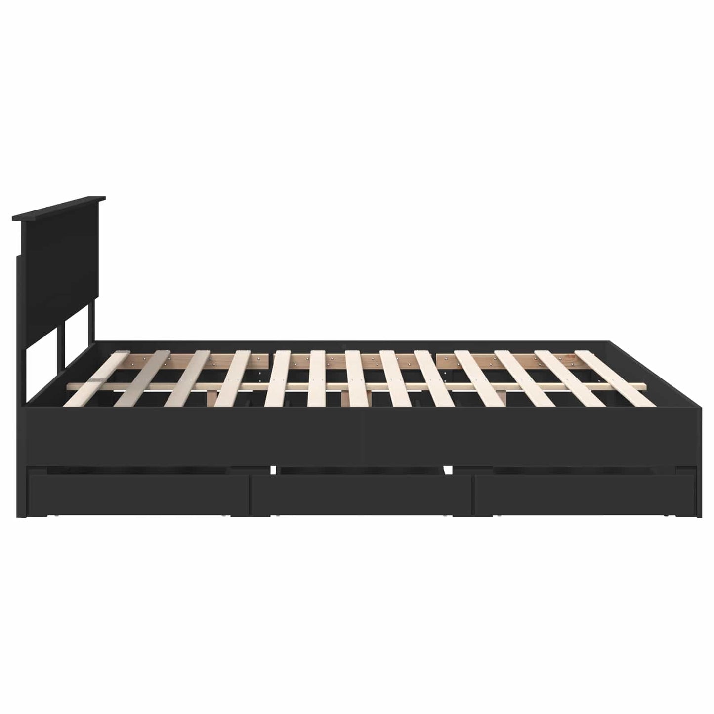 Sengestamme med skuff Svart 200 x 200 cm Ingeniørtre