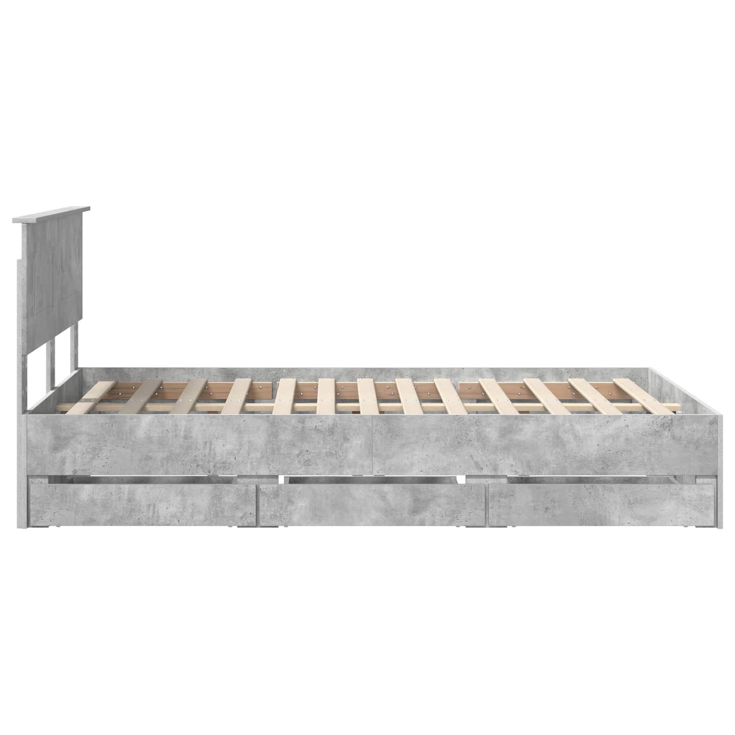 Sengestamme med skuff Betonggrå 135 x 190 cm Ingeniørtre