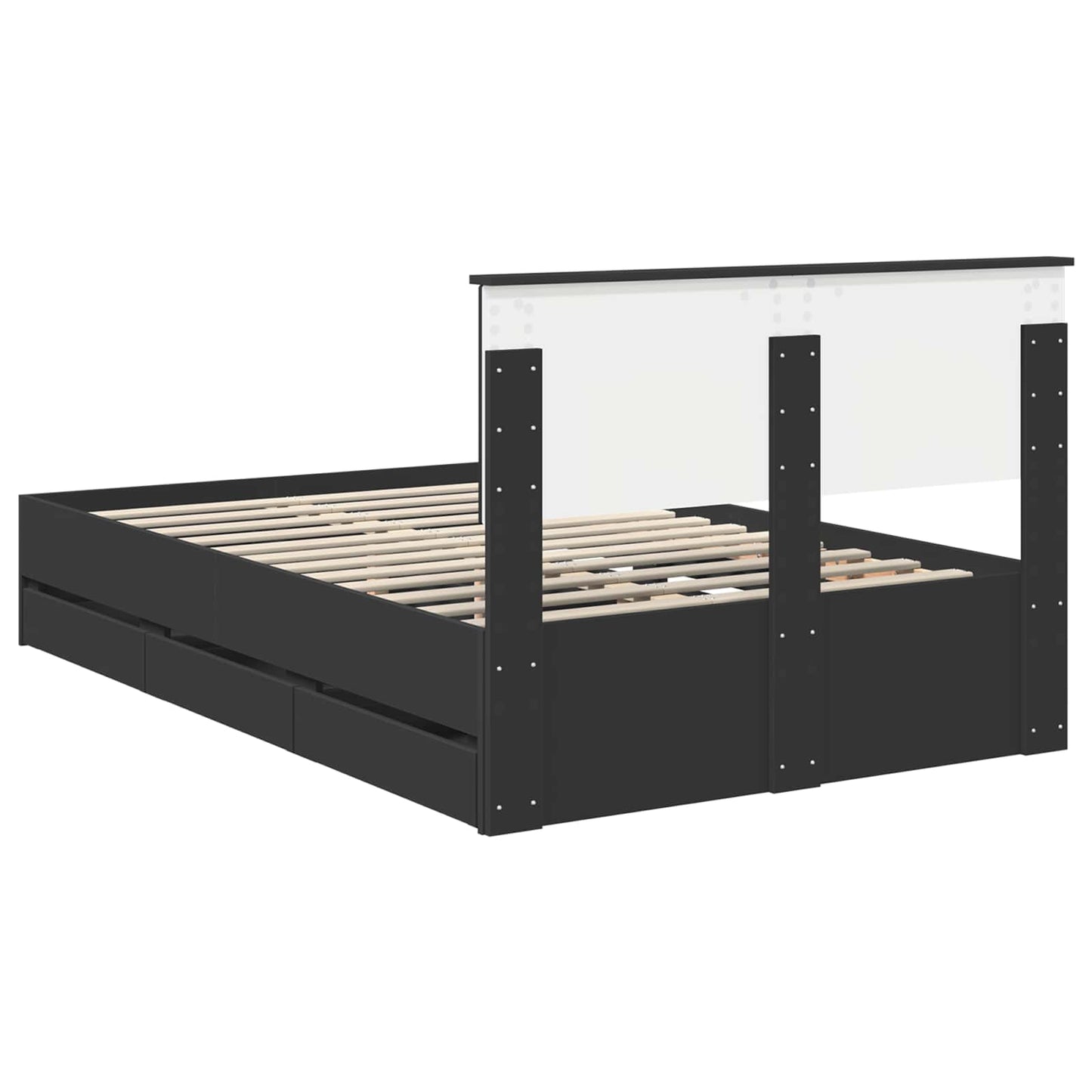Sengestamme med skuff Svart 120 x 190 cm Ingeniørtre