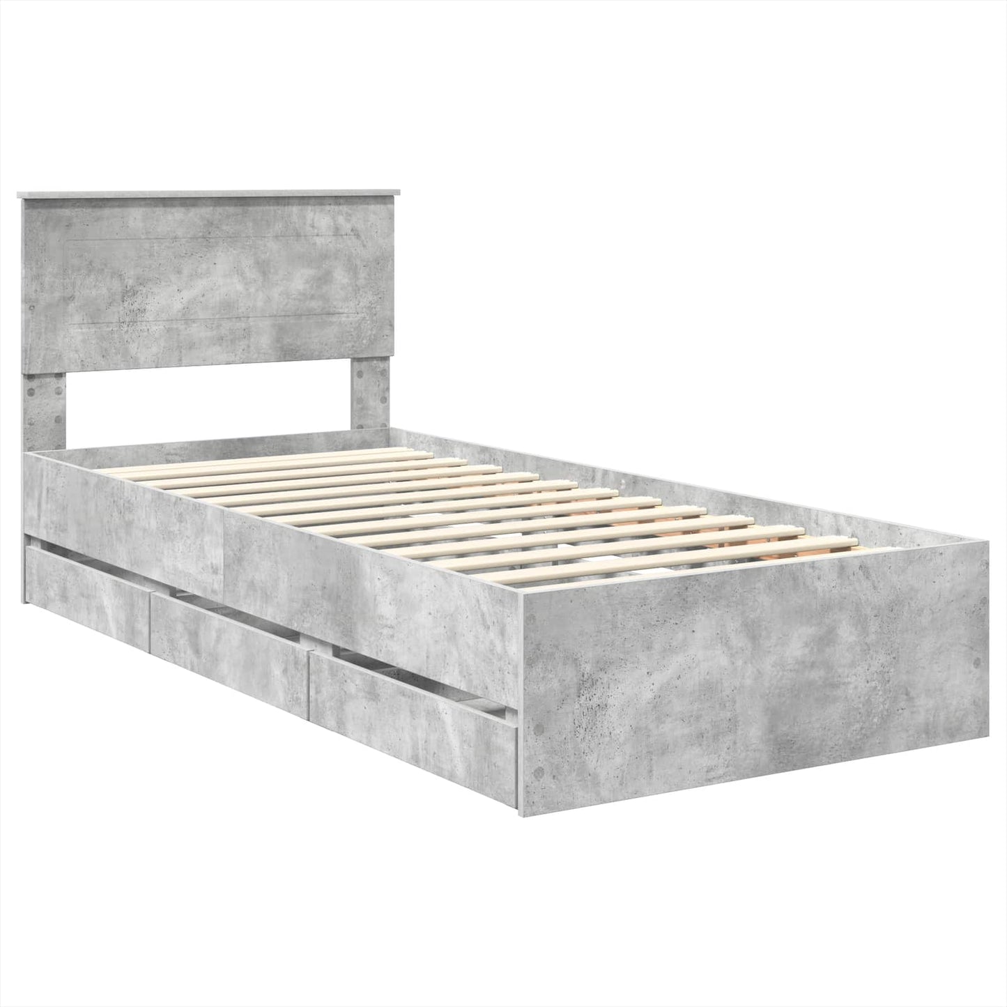 Sengestamme med skuff Betonggrå 75 x 190 cm Ingeniørtre